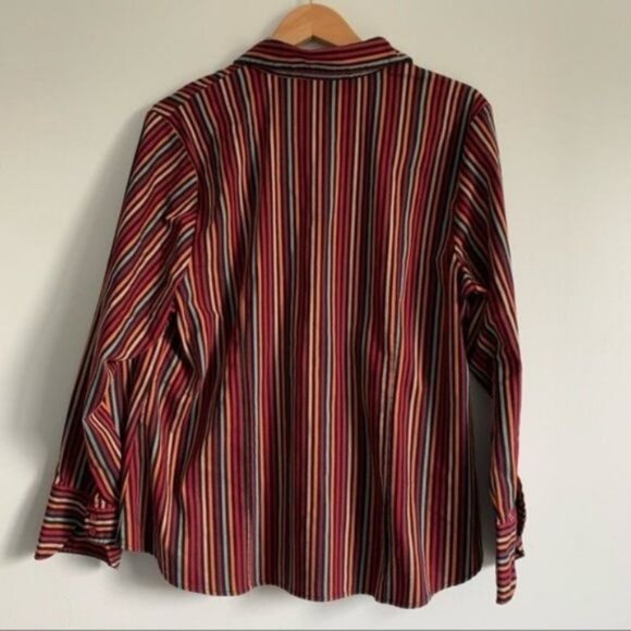 Lane Bryant stripes plus size button front blouse - Picture 6 of 8